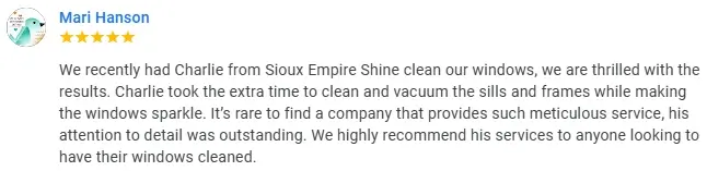 review of sioux empire shine window cleaning